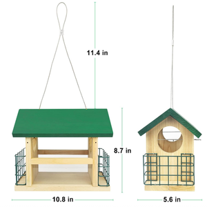 Comedero colgante de lujo para pájaros salvajes de gran capacidad, casa de pájaros de madera Natural para jardín exterior - Product Image 4