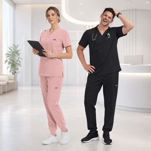 Conjuntos de Uniformes Médicos Elásticos en 4 Direcciones de Tela Premium al por Mayor, Uniformes de Enfermería Unisex Tipo Jogger de Poliéster, Rayón y Spandex - Product Image 1