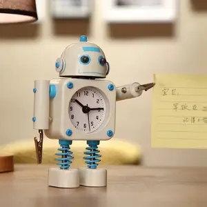 卡通机器人剪影钟装饰金属儿童礼品针展示玩具闹钟待售