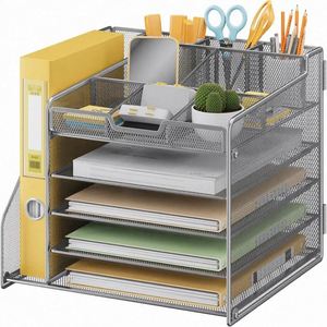 4-Tiers Mesh Metal Desk Organizer for Home Use Office Supplies From China-under Desk <b>Drawer</b> <b>File</b> Trays Crafted Metal Organizer - Product Image 2