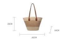 BLL0018 Ensemble Sac Fourre-Tout Grande Taille en Paille Fait Main et Chapeau pour Femme – Accessoire de Plage Tendance pour Vacances et Bords de Mer