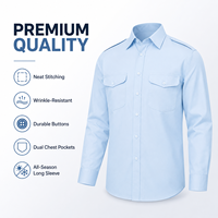 Camisa de Trabajo Personalizada de Manga Larga con Epaulettes, Doble Bolsillo en el Pecho, Corte Regular Relajado, Logotipo Bordado/Estampado, Uniforme para Personal