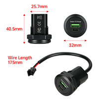 Chargeur USB pour voiture à montage sur panneau 12V 24V, PD 36W Type C ou QC3.0 USB-A, double port, chargeur rapide pour moto, voiture, camping-car, bateau