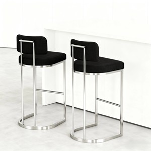 Silla <span class=keywords><strong>de</strong></span> Bar para Restaurante, Mesa <span class=keywords><strong>de</strong></span> Isla <span class=keywords><strong>de</strong></span> Acero Inoxidable, <span class=keywords><strong>Taburete</strong></span> Alto Minimalista Moderno <span class=keywords><strong>de</strong></span> Diseño, <span class=keywords><strong>Respaldo</strong></span> para Recepción - Product Image 1