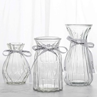 Vase à fleurs en cristal transparent de style Art Déco, vase en verre décoratif pour la décoration de la maison