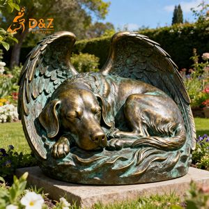 Groupe d'art D&Z Statues en bronze créatives Statues d'animaux de dessin animé <span class=keywords><strong>pour</strong></span> la décoration de jardin Statues de chien ange <span class=keywords><strong>pour</strong></span> les pierres tombales commémoratives - Product Image 6