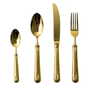 Couteau de cuisine occidental fourchette et cuillère Style européen 304 acier inoxydable manche creux Vaisselle Ensemble de 4 pièces