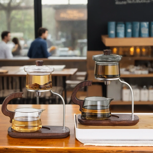 Taza de Té de Vidrio Borosilicato Resistente al Calor <span class=keywords><strong>CHAPLIN</strong></span>, Tapa Giratoria Magnética con Sistema de Extracción de Agua, Tazón Semiautomático para Té Kung Fu - Product Image 3