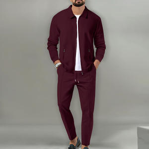 2026 Heren Casual Slim Fit Sportset Herfst Rits-Wafelbreisel Getailleerd Slim-Fit 2-delig Jack & Broek Werkpak - Product Image 4