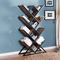 Étagère à livres en bois moderne de style symétrique en gros, étagères à livres anciennes, étagère à livres en forme d'arbre