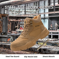 Bottes de sécurité d'hiver à bout large en acier, basses, en cuir véritable, unisexe, anti-écrasement, antidérapantes et anti-abrasion pour le travail