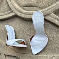 Mules à talons très hauts et bout pointu pour femmes, motif croco, couleur et étiquette personnalisables – Grande Vente