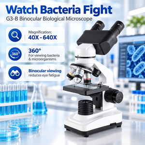 Microscopio Biologico Binoculare 40X-640X, per Fisica delle Scuole Medie, Osservazione di Batteri, Cellule, Funghi, Acque Reflue, Laboratorio Domestico e Didattica - Product Image 1