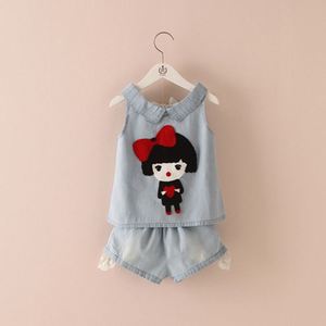 Ensemble de gilets scolaires en gros pour enfants et pantalons en jean pour filles, de marque - Product Image 2