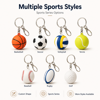 Porte-clés en caoutchouc 3D personnalisé en gros, en forme de ballon de sport (basket-ball, football, soccer) en silicone, pour cadeaux promotionnels