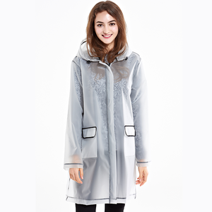 Veste de pluie semi-transparente pour adulte en TPU dégradable, imperméable, à capuche, style <span class=keywords><strong>court</strong></span>, avec fermeture éclair étanche - Product Image 3