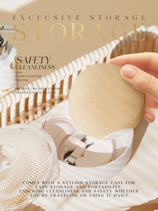 뷰티 기기 무선 진동 실리콘 페이셜 워시 브러시 가열 각질 제거제 딥 클렌징 IPX7 방수 3 강도 - Product Image 5