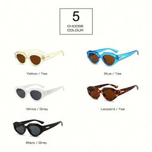 Lunettes de soleil carrées à monture fine bleu champagne rétro personnalisées 2022, lunettes de soleil œil de chat pour femmes - Product Image 6