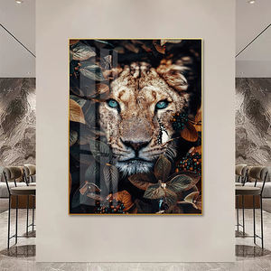 Maison hôtel bureau décoration murale cristal porcelaine poisson avec cadre en alliage d'aluminium peinture sur verre avec crist - Product Image 5