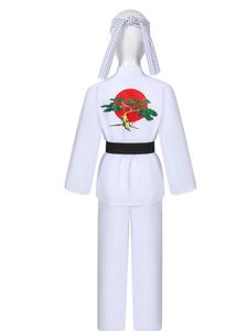 Costume Cosplay Karate Kids KOF <span class=keywords><strong>Cobra</strong></span> <span class=keywords><strong>Kai</strong></span> per Bambini e Adulti, Kimono Nero e Bianco, Fascia per Capelli, Tuta per Feste di Halloween - Product Image 6