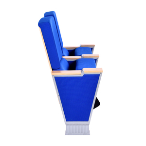 Fauteuils d'auditorium en bois <span class=keywords><strong>de</strong></span> Chine avec dossier en bois et tissu bleu foncé pour <span class=keywords><strong>cinéma</strong></span> VIP et théâtre - Product Image 1