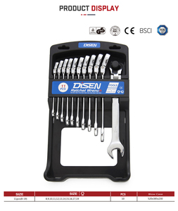 Jeu de 7 clés à cliquet à tête fixe à double anneau personnalisées OEM Clé à cliquet réglable en acier CRV pour usage industriel Chrome certifié GS - Product Image 2