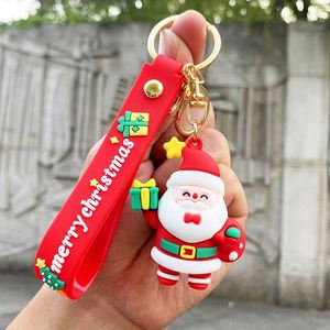 Porte-clés dessin animé 3D en caoutchouc Père Noël mignon, pendentif de sac, cadeau de Noël, vente en gros, collection 2024 - Product Image 2
