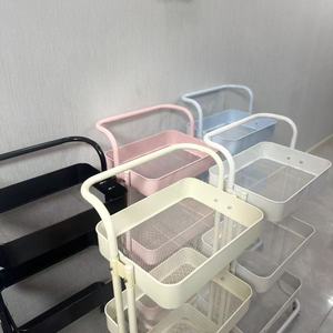 Factory direct sales of salon furniture beauty salon <b>trolleys</b> and kitchen storage <b>trolleys</b>, painted metallic pink beauty <b>trolley</b> - Product Image 4