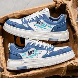 Chaussures de sport à plateforme pour hommes, style skateboard, à lacets, baskets décontractées légères, antidérapantes, plates, pour la marche - Product Image 5