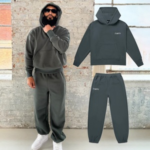 Contrast <b>Stitch</b> Straight Leg Baggy Sweatpants and <b>Hoodie</b> Set Jogging Suit <b>Oversized</b> Heavyweight Tracksuit Custom Sweat Suit - Product Image 5