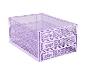 Desk Organizer with <b>Drawer</b> Wire Mesh Desk Organizers Tray Paper Sorter <b>File</b> Stand Storage Letter A4 Paper Office Accessories - Product Image 5