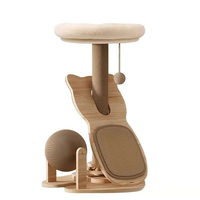 Tour d'arbre à chat en bois en forme de chat, avec griffoir en sisal et perchoir en peluche, vente en gros d'usine pour magasins d'animaux, approvisionnement en vrac transfrontalier