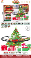 Set Kereta Natal Gantung di Pohon, Bertenaga Baterai, dengan Gerbong, Uap Realistis, Lampu Depan, Perlengkapan Bermain Liburan 699-117A