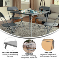 Table pliante en métal avec surface antidérapante et patins de protection pour sols, idéale pour restaurants, salles de jeux et banquets, couleur gris