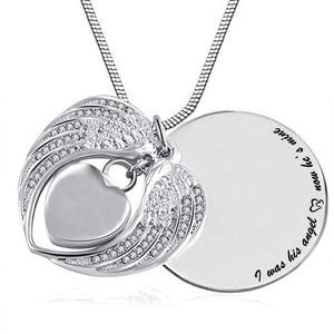 Angel Wing Birthstone Memorial Recuerdo Cenizas Urna Colgante Collar 'Yo era su ángel ahora él / ella es mío' - Abuela - Product Image 2