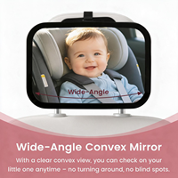 Miroir de voiture pour bébé en acrylique incassable, lentille convexe, pivotant à 360°, sangle réglable, coussin antidérapant, lumière USB, fixation murale