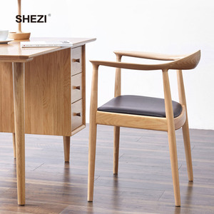 SHEZI Style nordique <span class=keywords><strong>Hans</strong></span> <span class=keywords><strong>Wegner</strong></span> <span class=keywords><strong>chaise</strong></span> de salle à manger en velours en bois <span class=keywords><strong>chaise</strong></span> en corne de boeuf pour meubles de restaurant - Product Image 2
