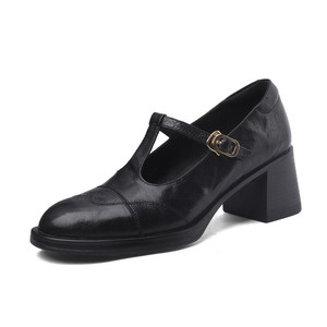 Cialisa Vintage Genuine Leather Mary Jane Pumps for Girls 2026 Spring <span class=keywords><strong>Round</strong></span> <span class=keywords><strong>Toe</strong></span> High Quality Buckle Strap High Heels Women Shoes - Product Image 5
