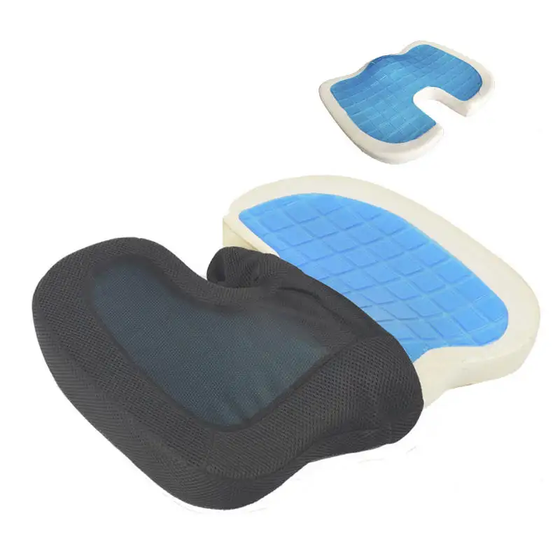 Wholesale seat and back set memory foam cooling orthopedic comfort silicone car gel seat cushion for long sitting hemorrhoid