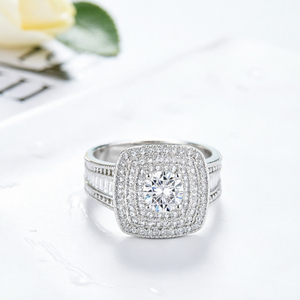 แหวนแต่งงานชุบโรเดียมป้องกันการหมองคล้ำ ประดับเพชรคิวบิกเซอร์โคเนีย 3A เงินแท้ S925 สำหรับผู้หญิง เครื่องประดับสำหรับงานปาร์ตี้ - Product Image 2