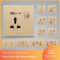 Enchufe de Pared Británico con Protección Infantil, Panel con Interruptor USB, Tres Orificios, Estándar del Reino Unido
