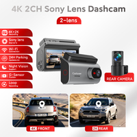 Caméra double 4K+2K, écran tactile 3,69 pouces, WiFi, enregistreur vidéo de voiture avec vision nocturne, surveillance du stationnement 24h/24, capteur G, enregistreur vidéo étanche