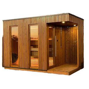 Sauna Eléctrica Moderna de Lujo para 2-3 Personas, Sauna Tradicional de Vapor Seco para Interiores y Exteriores con Ducha, 220v - Product Image 1