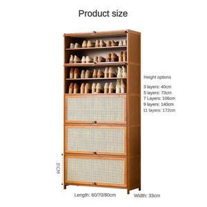 Nuova <span class=keywords><strong>Scarpiera</strong></span> Moderna in Bambù per Soggiorno a Prezzo Conveniente, con Anta Ribaltabile Antipolvere, Portascarpe di Lusso - Product Image 5