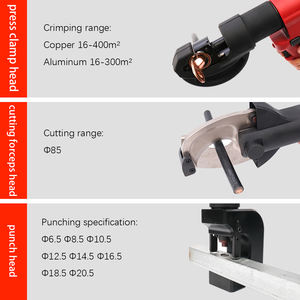 QS-B400 3in1 Portable Rechargeable alimenté par batterie hydraulique câble sertissage et coupe de câble et trou poinçonnage outil Type de poignée - Product Image 3