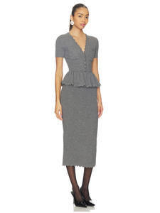 Vestido Midi Vintage para Mujer, Estilo Dos Piezas, Color Sólido, Formal, Verano, ODM, Corte Regular, Cuello en V, Manga Corta, Sexy, Transpirable, Control de Abdomen - Product Image 2