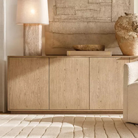 Buffet en bois de chêne clair à 4 portes, meuble de rangement minimaliste de luxe en bois massif, credenza moderne pour salon