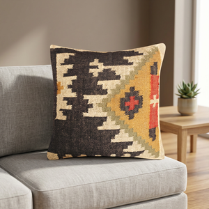 Cojín de Yute y Lana Hecho a Mano, Elegante Forma Cuadrada, Patrón Geométrico Abstracto, Tela Suave, Almohada para Hogar, Hotel y Viajes - Product Image 6