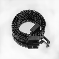 Bracelet unisexe en acier inoxydable tressé double rangée avec fermoir, motif chat charmant, style audacieux et tendance, mode transfrontalière