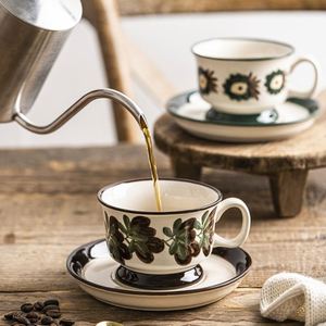 Hand-Painted Porcelain Coffee and Tea <b>Cup</b> Set with <b>Saucer</b> Featuring Floral Design Customized Logo Business Gift - Product Image 4